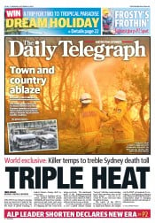 Daily Telegraph (Australia) Newspaper Front Page for 14 October 2013