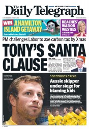 Daily Telegraph (Australia) Newspaper Front Page for 16 October 2013