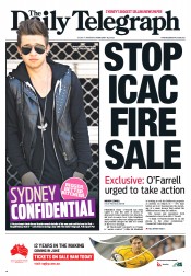 Daily Telegraph (Australia) Newspaper Front Page for 18 February 2013