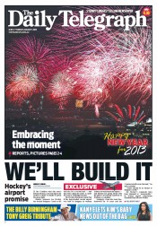 Daily Telegraph (Australia) Newspaper Front Page for 1 January 2013