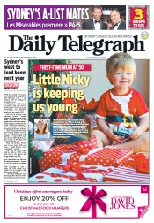 Daily Telegraph (Australia) Newspaper Front Page for 22 December 2012
