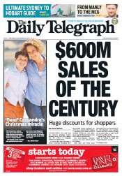 Daily Telegraph (Australia) Newspaper Front Page for 26 December 2012