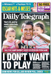 Daily Telegraph (Australia) Newspaper Front Page for 26 February 2013
