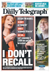 Daily Telegraph (Australia) Newspaper Front Page for 27 November 2012