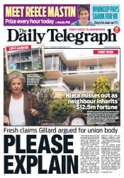 Daily Telegraph (Australia) Newspaper Front Page for 29 November 2012