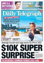 Daily Telegraph (Australia) Newspaper Front Page for 29 December 2012