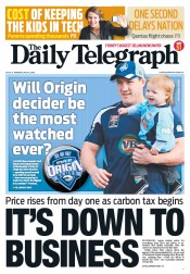 Daily Telegraph (Australia) Newspaper Front Page for 2 July 2012