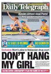 Daily Telegraph (Australia) Newspaper Front Page for 2 August 2012
