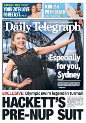 Daily Telegraph (Australia) Newspaper Front Page for 31 December 2012