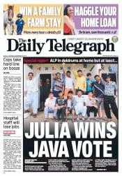 Daily Telegraph (Australia) Newspaper Front Page for 3 December 2012