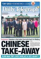 Daily Telegraph (Australia) Newspaper Front Page for 3 January 2013