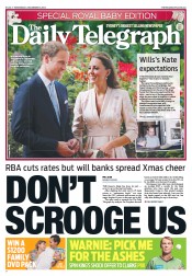 Daily Telegraph (Australia) Newspaper Front Page for 5 December 2012