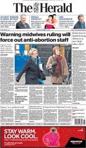 The Herald Newspaper Front Page (UK) for 18 December 2014