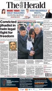 The Herald Newspaper Front Page (UK) for 18 April 2015
