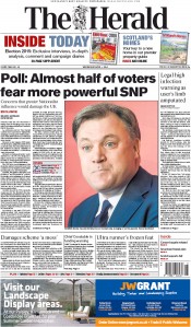 The Herald Newspaper Front Page (UK) for 1 April 2015