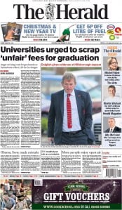 The Herald Newspaper Front Page (UK) for 20 December 2014