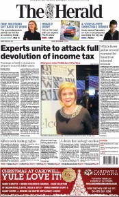The Herald Newspaper Front Page (UK) for 21 November 2014