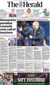 The Herald Newspaper Front Page (UK) for 22 December 2014