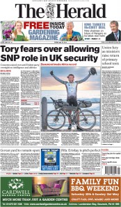 The Herald Newspaper Front Page (UK) for 22 May 2015
