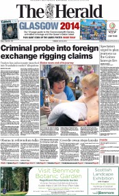 The Herald Newspaper Front Page (UK) for 22 July 2014