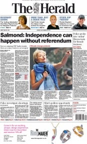 The Herald Newspaper Front Page (UK) for 22 September 2014