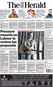 The Herald Newspaper Front Page (UK) for 23 October 2014