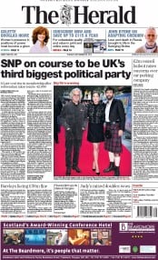 The Herald Newspaper Front Page (UK) for 23 September 2014