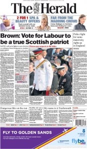 The Herald Newspaper Front Page (UK) for 25 April 2015