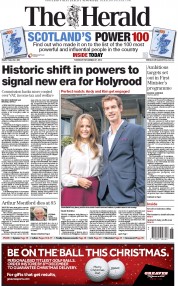 The Herald Newspaper Front Page (UK) for 27 November 2014