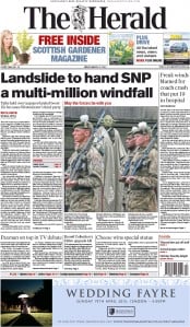 The Herald Newspaper Front Page (UK) for 27 March 2015