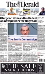The Herald Newspaper Front Page (UK) for 28 November 2014