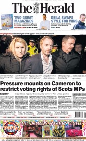 The Herald Newspaper Front Page (UK) for 29 November 2014