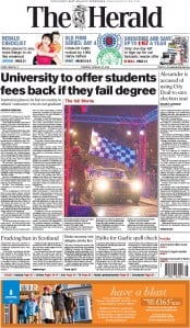 The Herald Newspaper Front Page (UK) for 29 January 2015