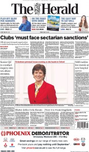 The Herald Newspaper Front Page (UK) for 29 May 2015