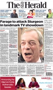 The Herald Newspaper Front Page (UK) for 2 April 2015