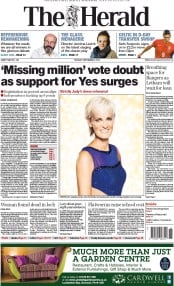 The Herald Newspaper Front Page (UK) for 2 September 2014