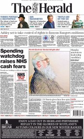 The Herald Newspaper Front Page (UK) for 30 October 2014