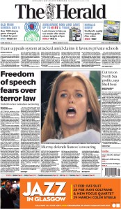 The Herald Newspaper Front Page (UK) for 30 January 2015
