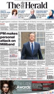 The Herald Newspaper Front Page (UK) for 31 March 2015