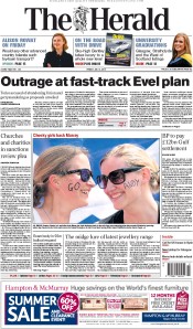 The Herald Newspaper Front Page (UK) for 3 July 2015