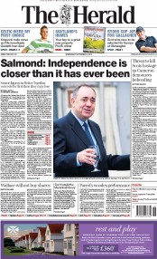 The Herald Newspaper Front Page (UK) for 3 September 2014