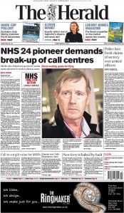 The Herald Newspaper Front Page (UK) for 6 March 2015