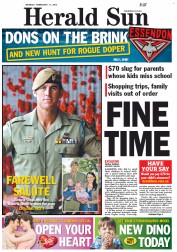 Herald Sun (Australia) Newspaper Front Page for 11 February 2013
