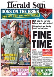 Herald Sun (Australia) Newspaper Front Page for 11 February 2013