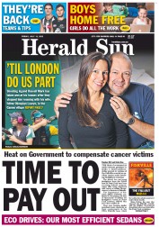 Herald Sun (Australia) Newspaper Front Page for 13 July 2012