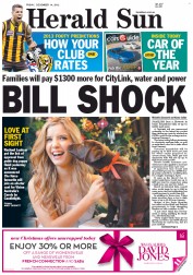 Herald Sun (Australia) Newspaper Front Page for 14 December 2012