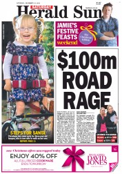Herald Sun (Australia) Newspaper Front Page for 15 December 2012