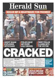 Herald Sun (Australia) Newspaper Front Page for 16 October 2013