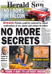 Herald Sun (Australia) Newspaper Front Page for 18 July 2012
