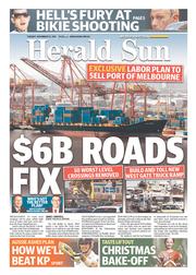 Herald Sun (Australia) Newspaper Front Page for 19 November 2013